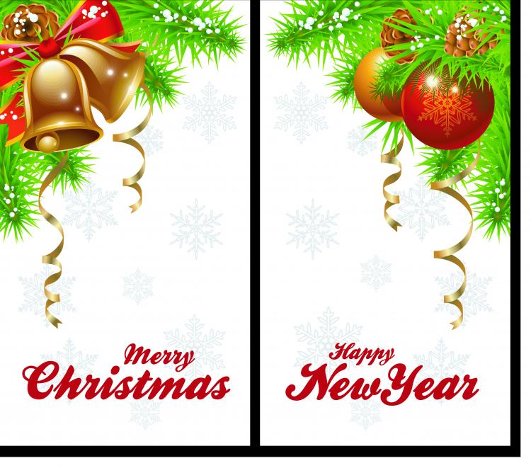 free vector Christmas bells and beautiful hanging ball vector
